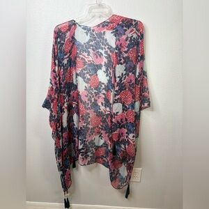 Amanda Blu Floral Print Open Cardigan One Size NWT *Flaw*